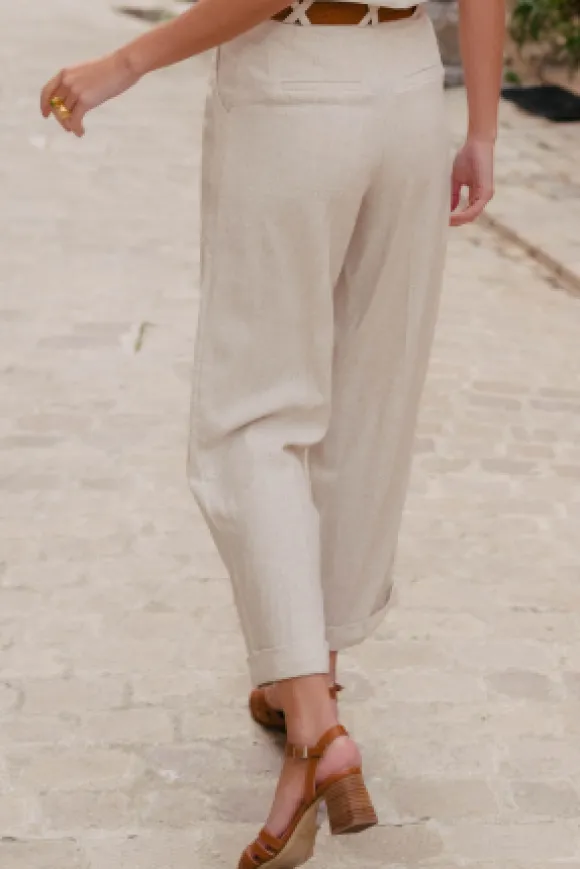 PANTALON GIOVANNI LIN VISCOSE BEIGE