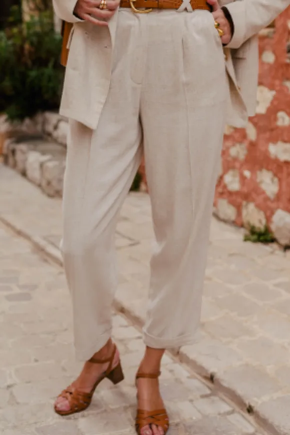 PANTALON GIOVANNI LIN VISCOSE BEIGE