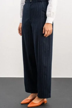 PANTALON PETRI RAYÉ MARINE