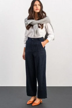 PANTALON PETRI RAYÉ MARINE