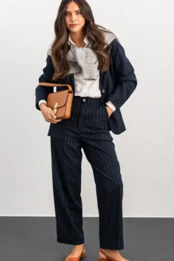 PANTALON PETRI RAYÉ MARINE