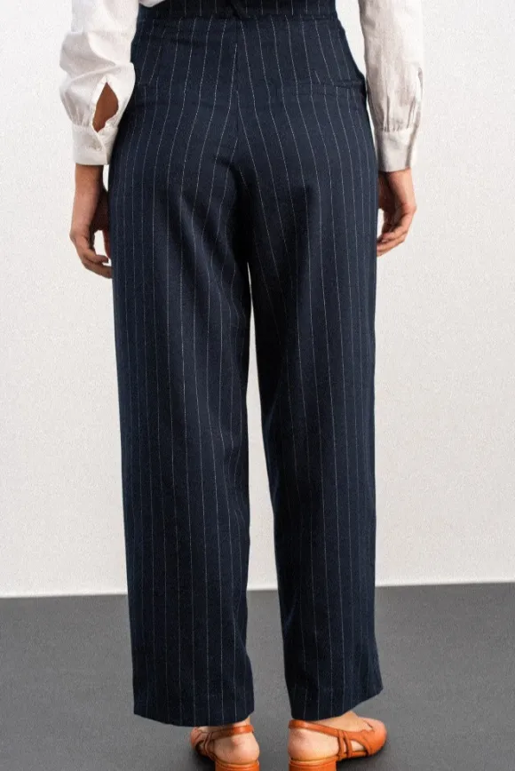 PANTALON PETRI RAYÉ MARINE