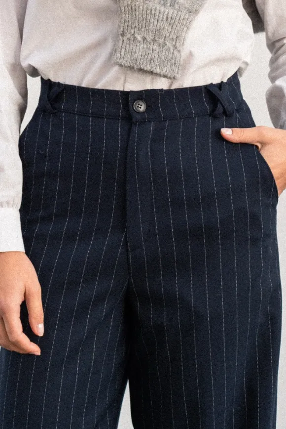 PANTALON PETRI RAYÉ MARINE