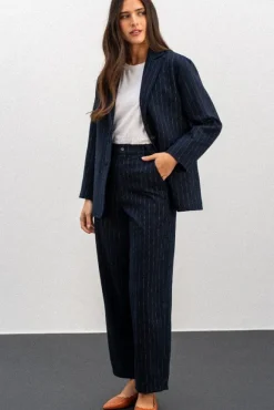 PANTALON PETRI RAYÉ MARINE