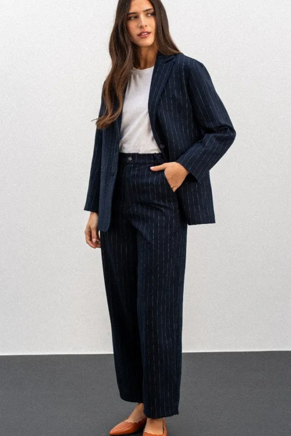 PANTALON PETRI RAYÉ MARINE