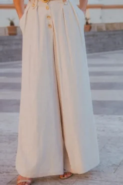 PANTALON SYBILE LIN VISCOSE BEIGE