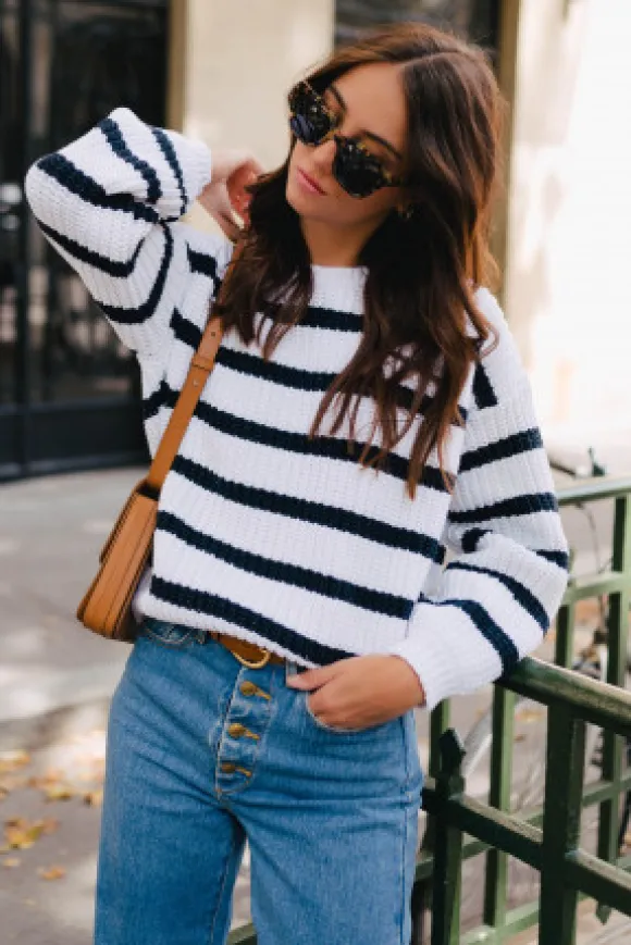 PULL CISTE ECRU MARINE