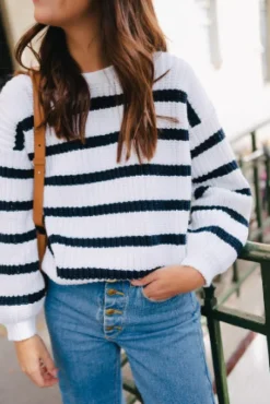 PULL CISTE ECRU MARINE