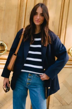 PULL CISTE MARINE ECRU