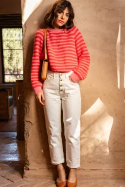 PULL LUISA MARINIÈRE ROSE ROUGE