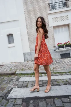 ROBE ADÈLE ROUGE FLEURI