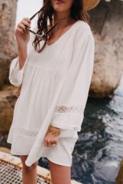 ROBE ALICIA LIN VISCOSE BLANC