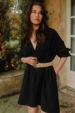 ROBE ATYS NOIR COTON