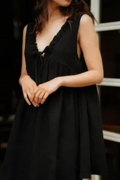ROBE FANNY NOIR COTON