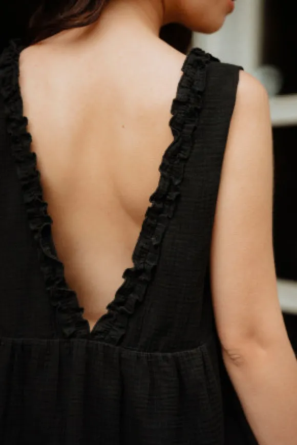 ROBE FANNY NOIR COTON