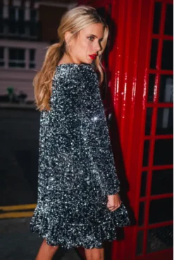 ROBE JANNA SEQUIN ARGENT