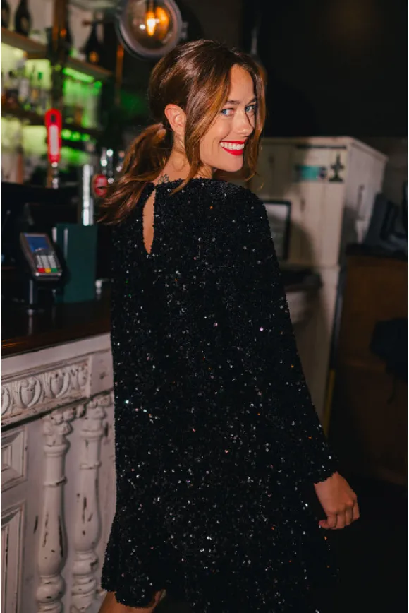 ROBE JANNA SEQUIN NOIR