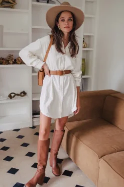 ROBE LISON VELOURS ÉCRU