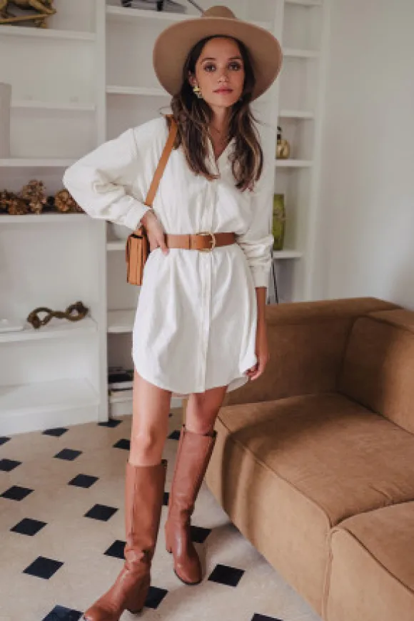 ROBE LISON VELOURS ÉCRU