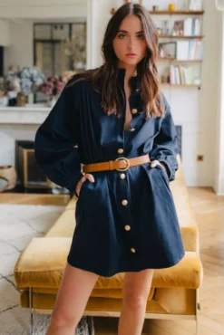 ROBE MAÉVA GABARDINE MARINE