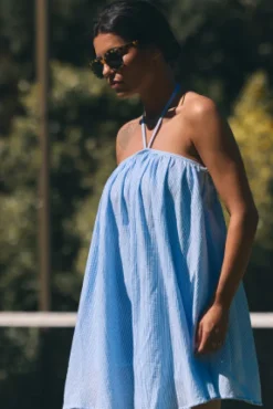 ROBE NANETTE FAUX UNIS AZUR