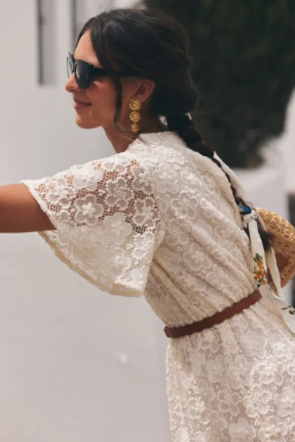 ROBE ODETTE DENTELLE PIVOINE