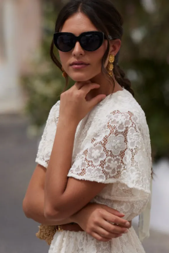 ROBE ODETTE DENTELLE PIVOINE