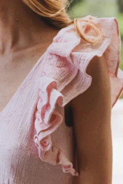 ROBE PERLA ROSE BRODÉ
