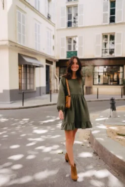 ROBE SALOMÉ KAKI COTON