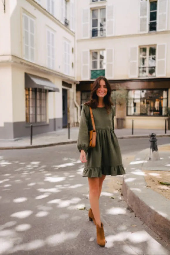 ROBE SALOMÉ KAKI COTON