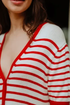 ROBE ÉVY RAYÉ ROUGE