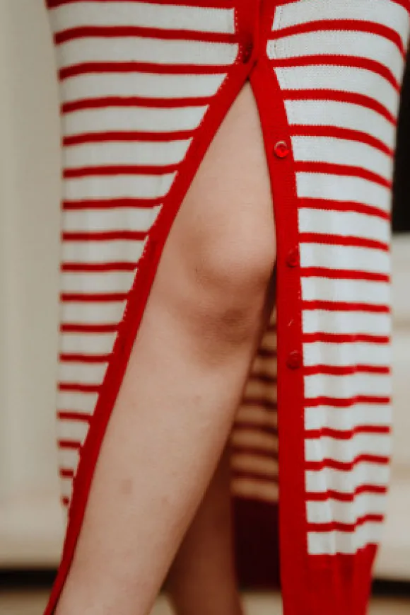 ROBE ÉVY RAYÉ ROUGE