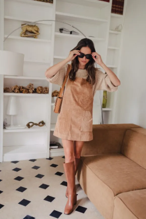SALOPETTE ALBERTINE VELOURS CAMEL