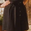 SHORT FRANCESCO LIN VISCOSE NOIR