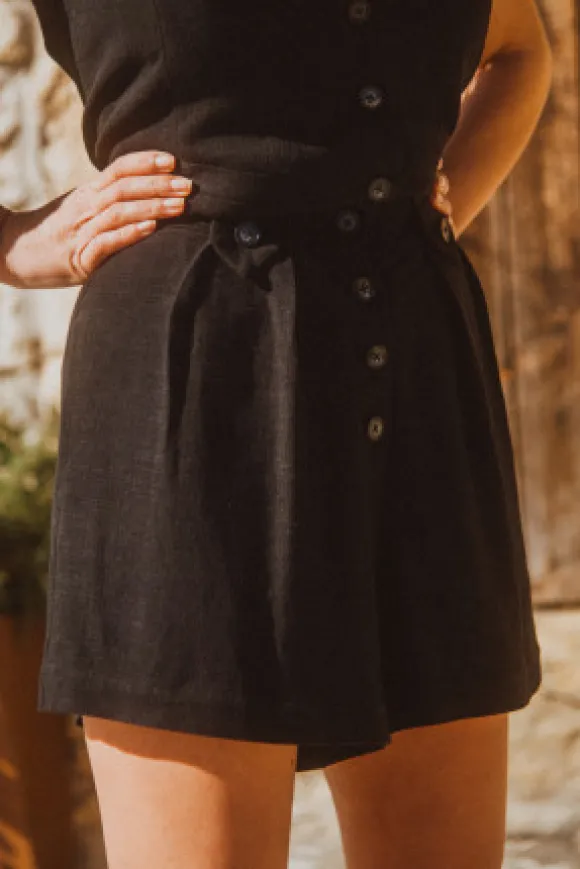 SHORT FRANCESCO LIN VISCOSE NOIR
