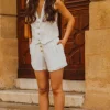 SHORT FRANCESCO LIN VISCOSE BLANC