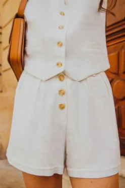 SHORT FRANCESCO LIN VISCOSE BLANC