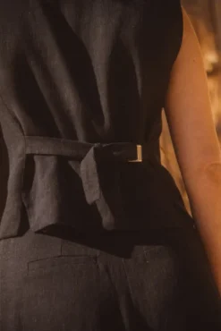 SHORT FRANCESCO LIN VISCOSE NOIR