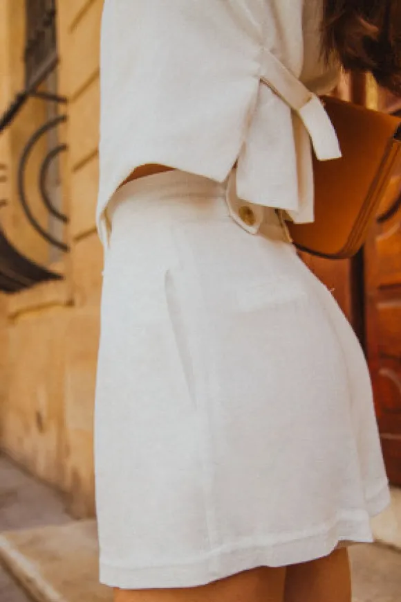 SHORT FRANCESCO LIN VISCOSE BLANC