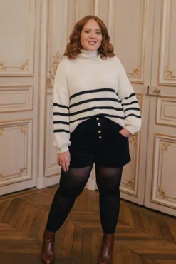 SHORT GABIN VELOURS MARINE