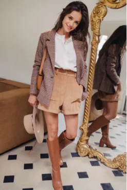 SHORT JONAS VELOURS BRUN