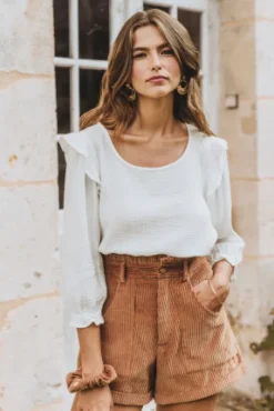 SHORT JONAS VELOURS CAMEL