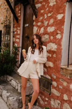 SHORT LÉO LIN VISCOSE BEIGE