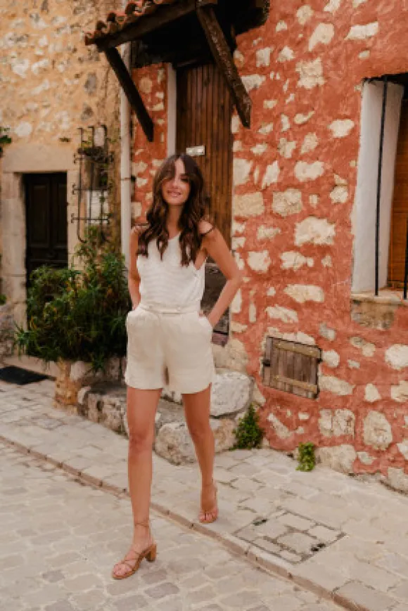 SHORT LÉO LIN VISCOSE BEIGE