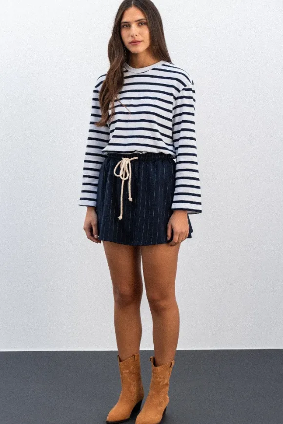 SHORT SÉLÈNE RAYÉ MARINE