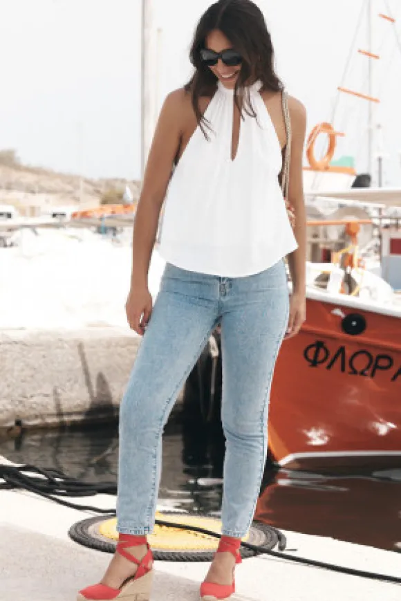 TOP EVELYNE LIN VISCOSE BLANC