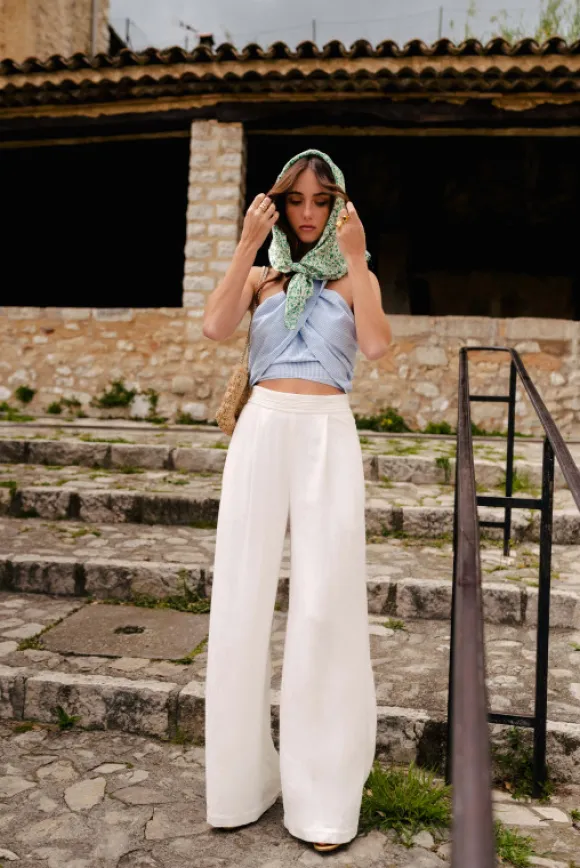 TOP PABLO FAUX UNIS AZUR