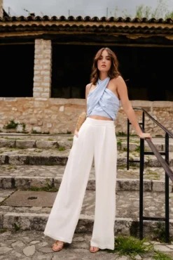 TOP PABLO FAUX UNIS AZUR