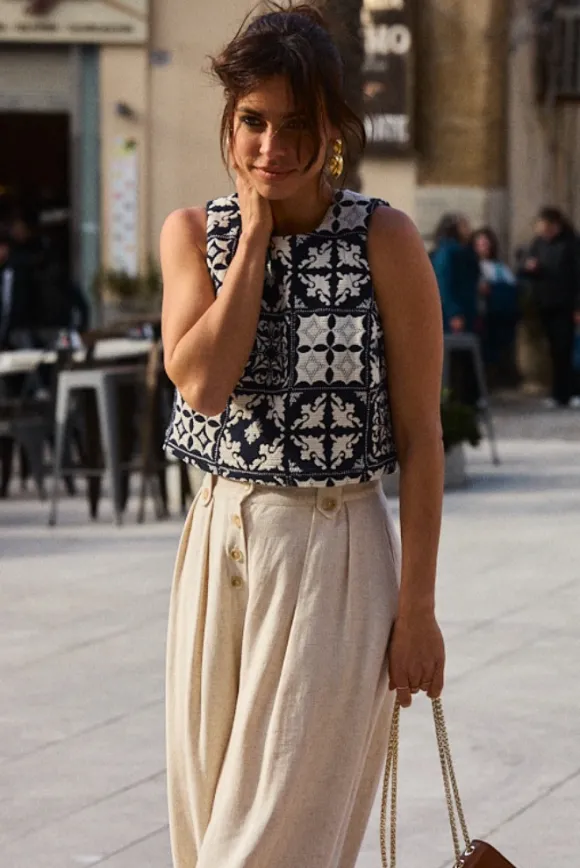 TOP TONIO JACQUARD MOSAÏQUE