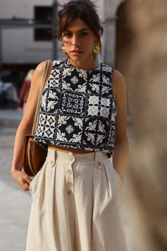 TOP TONIO JACQUARD MOSAÏQUE